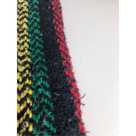 BAJA JOE Striped Hippie Boho Rasta Poncho Hoodie Size S Black Green,Red - Picture 8 of 15